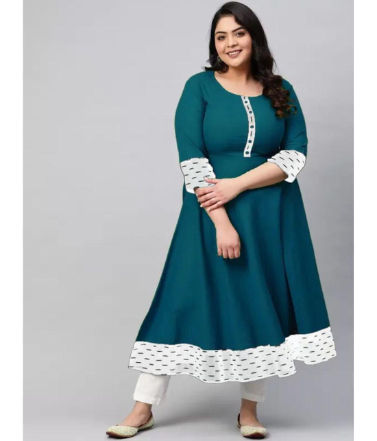 Estela - Teal Cotton Blend Women's Flared Kurti ( Pack of 1 ) - None