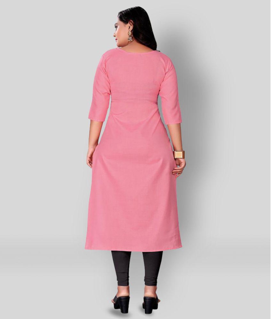 Rangrasiya - Pink Cotton Blend Women's Straight Kurti ( Pack of 1 ) - M