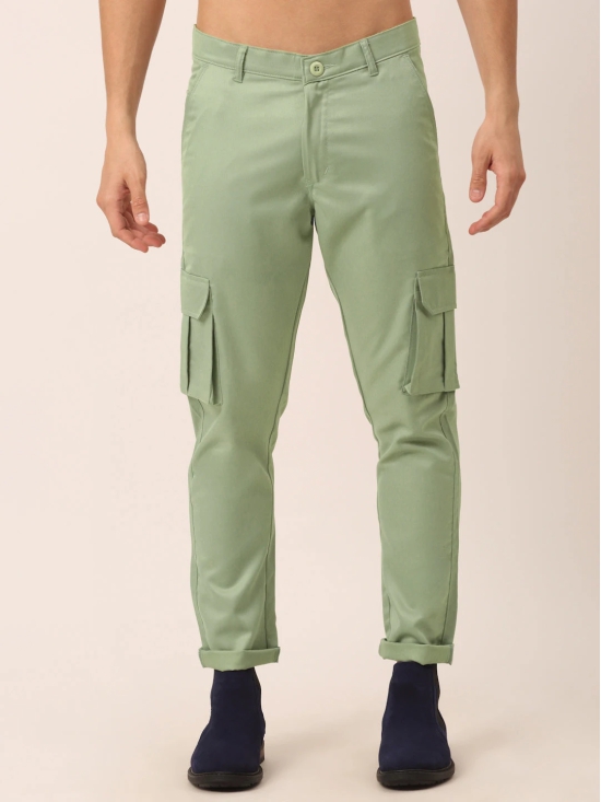 Indian Needle Mens Casual Cotton Solid Cargo Pants-34 / Green