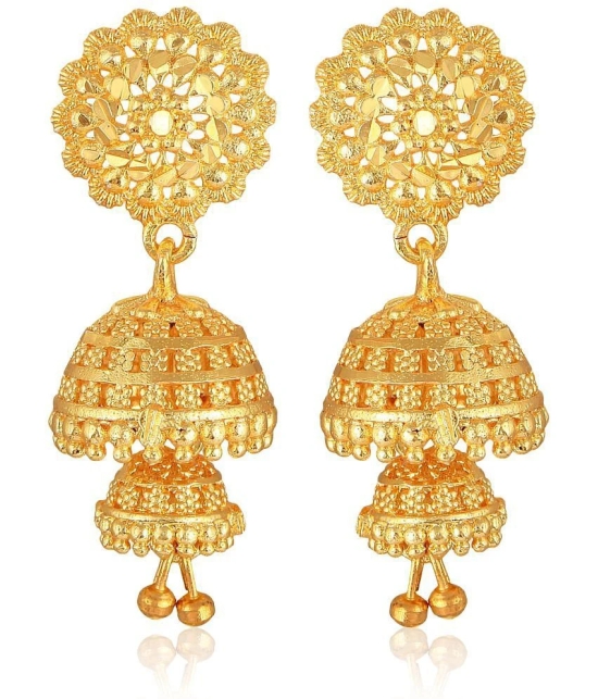 VIVASTRI Golden Jhumki Earrings ( Pack of 1 ) - Golden