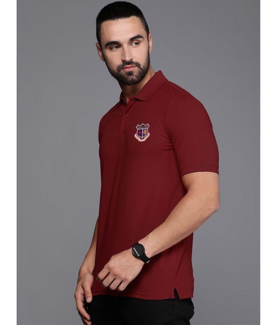 ADORATE Cotton Blend Regular Fit Embroidered Half Sleeves Men's Polo T Shirt - Burgundy ( Pack of 1 ) - None