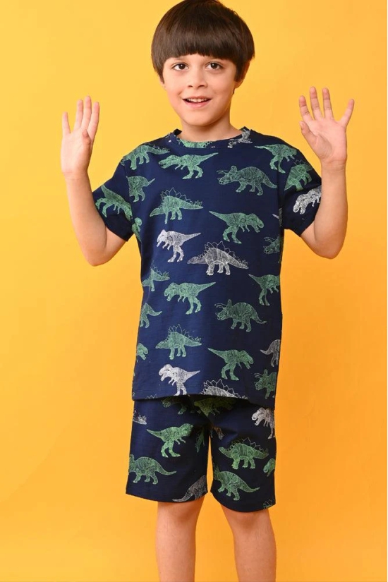 DINOSAUR NAVY SLEEPWEAR SHORTS SET - NAVY-5-6 YEARS / 2N / Navy