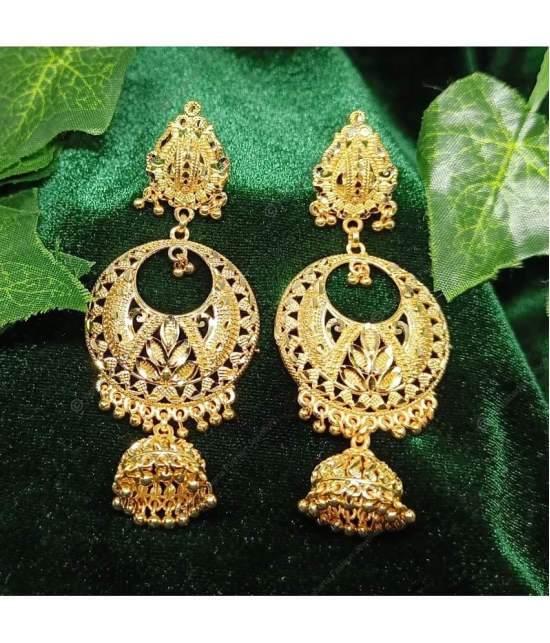 VIVASTRI Golden Jhumki Earrings ( Pack of 1 ) - Golden