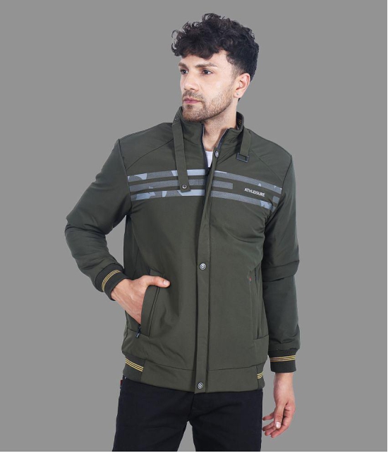 Dollar - Olive PU Leather Regular Fit Mens Windcheater Jacket ( Pack of 1 ) - None