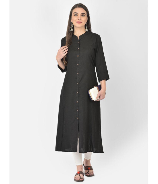 Pistaa - Black Cotton Blend Womens Front Slit Kurti ( Pack of 1 ) - None