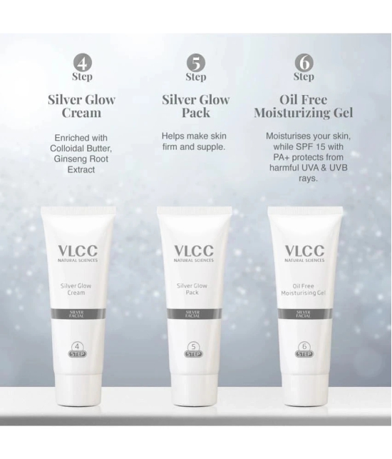 VLCC Silver Facial Kit, 60 g & Insta Glow Gold Bleach, 30 g (Pack of 2)