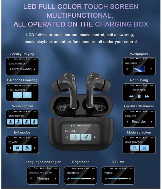 COREGENIX A9 TouchScreen ANC Bluetooth True Wireless (TWS) In Ear 32 Hours Playback Active Noise cancellation IPX4(Splash & Sweat Proof) Black