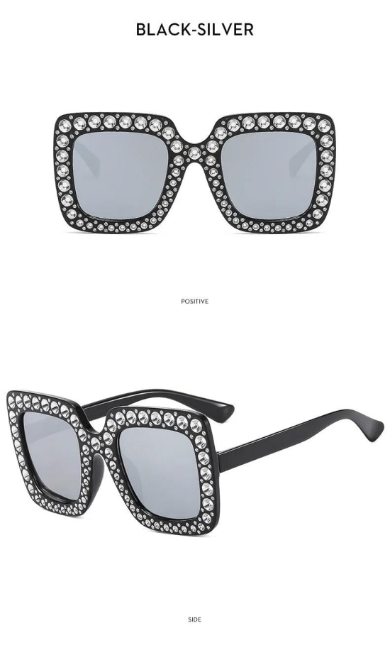 Oversized embellished sunglasses-C11- silver