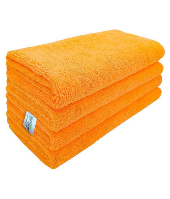 SOFTSPUN Microfiber Cloth - 4 pcs - 40x40 cms - 340 GSM Orange - Thick Lint & Streak-Free Multipurpose Cloths - Automotive Microfibre Towels for Car Bike Cleaning Polishing Washing & Detaili