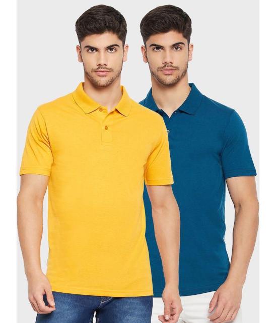 UNIBERRY - Yellow Cotton Blend Regular Fit Mens Polo T Shirt ( Pack of 2 ) - None