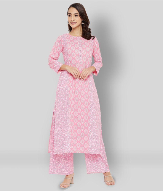 Tissu - Pink Straight Cotton Womens Stitched Salwar Suit ( Pack of 1 ) - XS