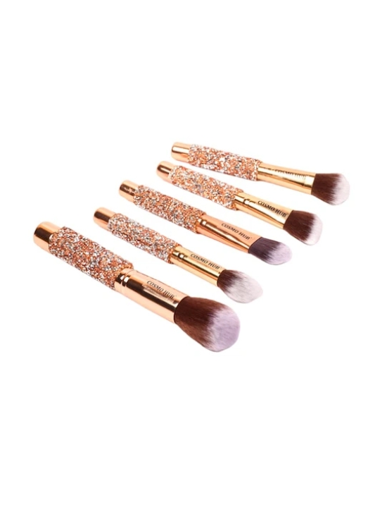 Pretty Glam 10 Pieces Premium Quality Make Up Brush Set - Copper-Toned