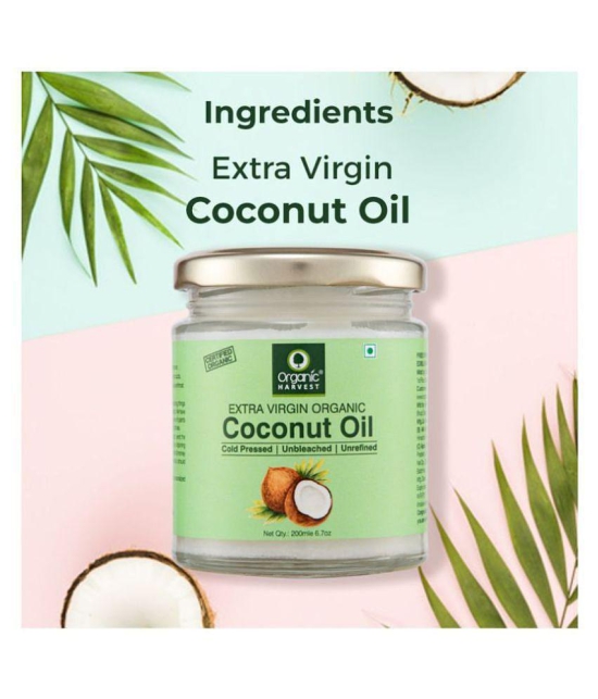 Organic Harvest Cold Pressed Extra Virgin Coconut Oil For Men & Women - 200ml