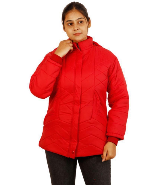 PPTHEFASHIONHUB - Polyester Red Hooded Jackets - None