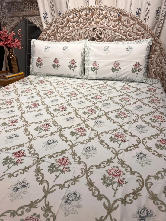 Hand Block Cotton Bedsheet | Ambrose Bedsheet-Super King