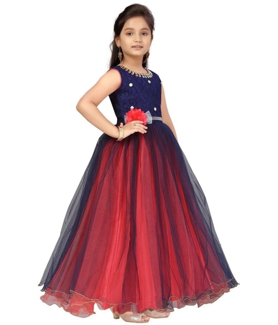 Aarika - Polyester Red & Blue Girls Gown ( Pack of 1 ) - None