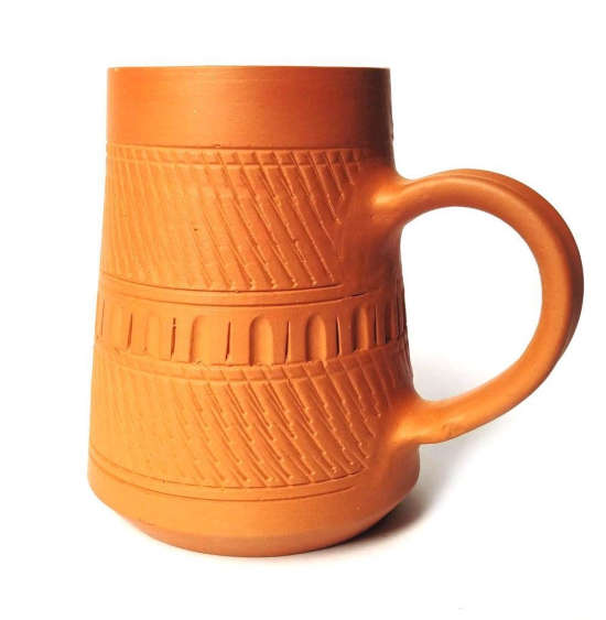 KSI Terracotta Clay Beer Mug Handmade Beer Mug for Home and Bar Self Cooling Clay Beer Mug 600 ML Pack of 2