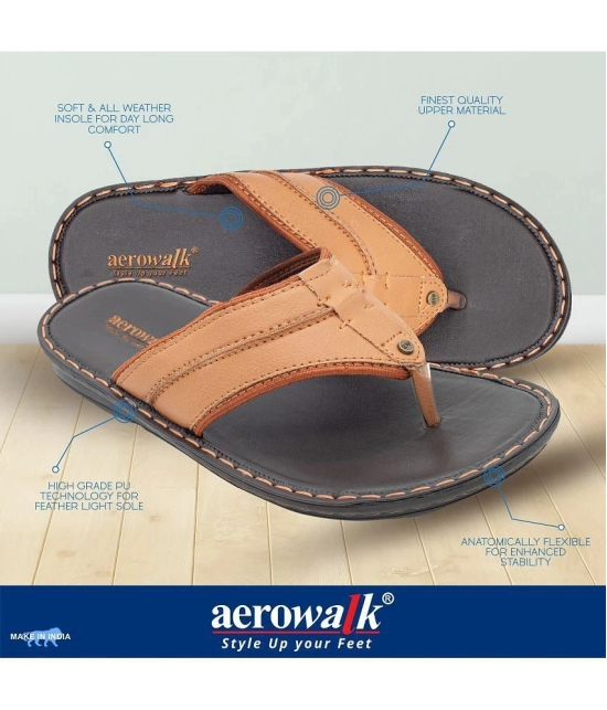 Aerowalk Tan Mens Thong Flip Flop - None