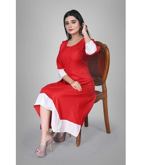 Kapadia - Red Rayon Womens Asymmetrical Kurti ( Pack of 1 ) - None