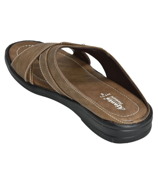 Ajanta Brown Mens Leather Slipper - None