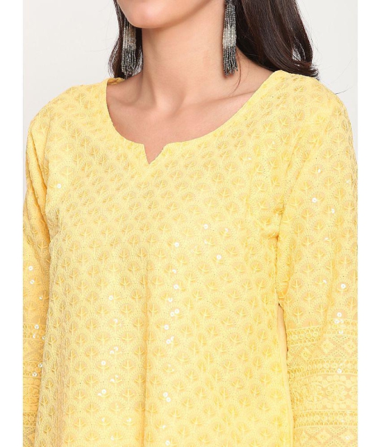 Queenley - Yellow Cotton Women's Straight Kurti ( Pack of 1 ) - M