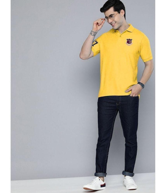 ADORATE - Mustard Cotton Blend Regular Fit Men's Polo T Shirt ( Pack of 1 ) - None