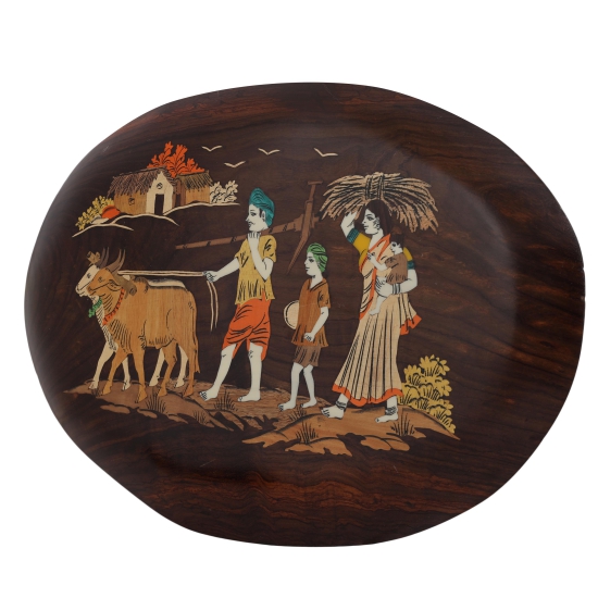 Rosewood Oval Cow Boy Panel