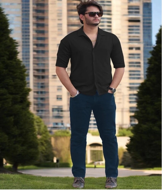 clafoutis Polyester Regular Fit Solids Half Sleeves Mens Casual Shirt - Black ( Pack of 1 ) - None