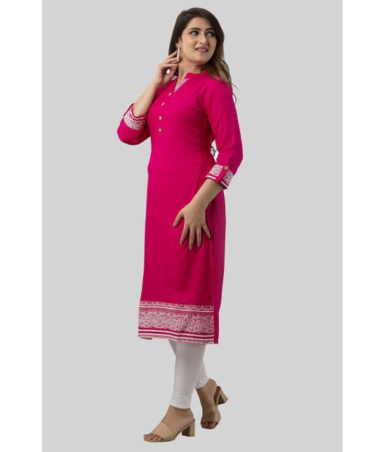 Frionkandy - Pink Rayon Womens Straight Kurti ( Pack of 1 ) - None