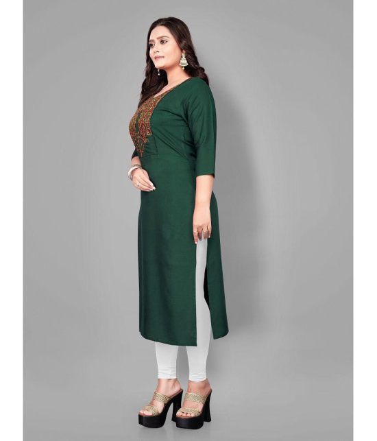 RIAANA - Green Rayon Women's Straight Kurti ( Pack of 1 ) - None