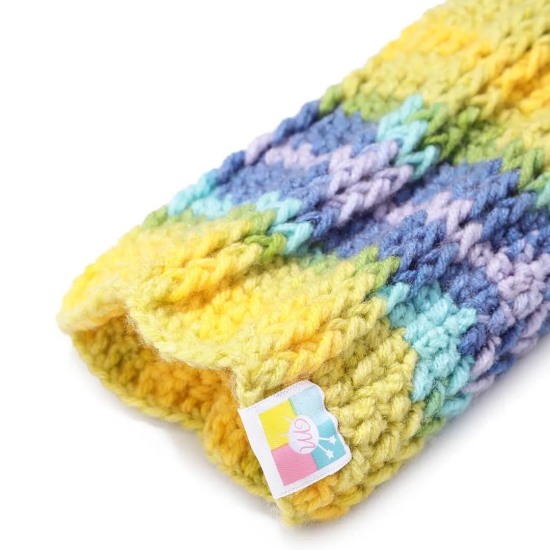 Multi Colored Fingerless Knitted Mittens - 10120