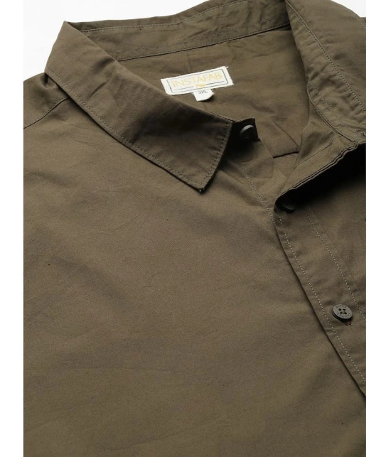 instaFab - Olive Cotton Oversized Fit Mens Casual Shirt ( Pack of 1 ) - None