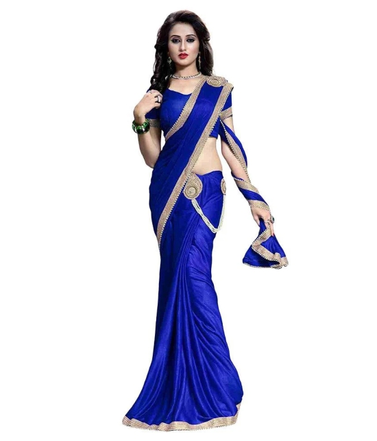 AV Fashion Blue Crepe Saree