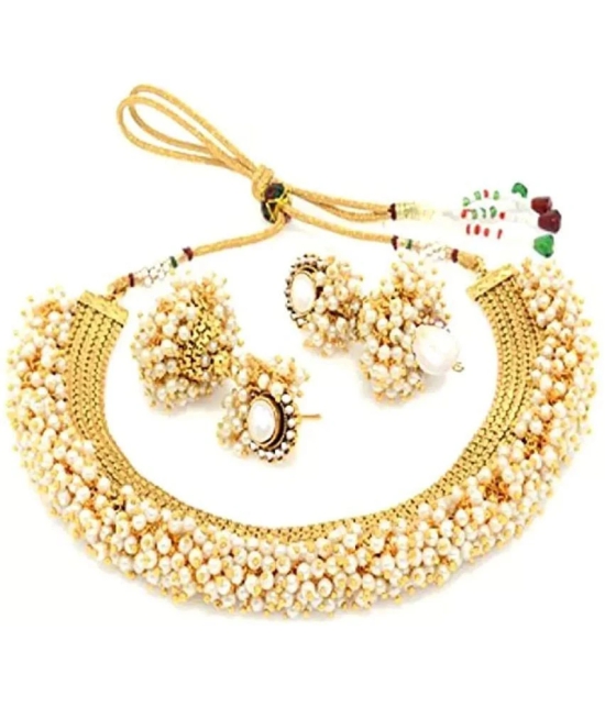 YouBella Jewellery Sets for Women Gold Plated Pearl Wedding Bridal Necklace Jewellery Set with Earrings and Bangles Combo for Girls/Women (2.4) - Golden