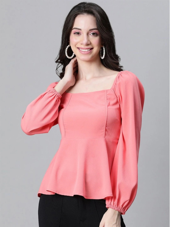 Oxolloxo Square Neck Smocked Crepe Peplum Top