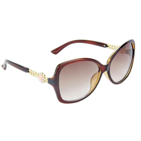 Hrinkar Brown Over-sized Sunglasses Styles Brown Frame Glasses for Women - HRS262