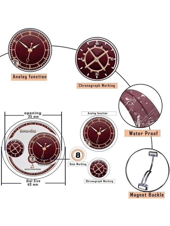 DoubleRun Maroon Silicon Chronograph Mens Watch