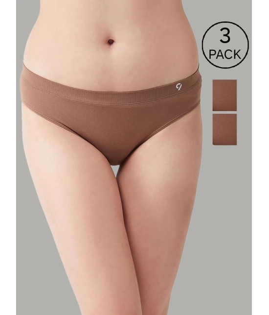 C9 Airwear Brown Nylon Solid Womens Bikini ( Pack of 3 ) - None