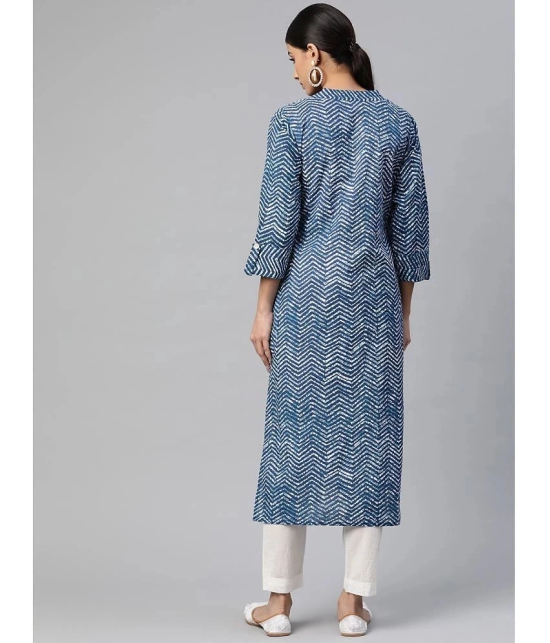 SVARCHI - Blue Cotton Womens Straight Kurti ( Pack of 1 ) - None