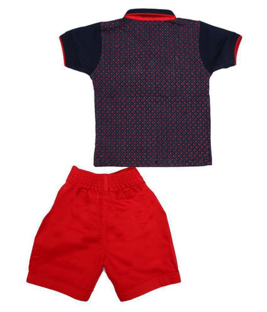 Zadmus Boys Cotton T - Shirt & Cotton Shorts Dress (Red, 4 - 5 Years) - 4-5 Years