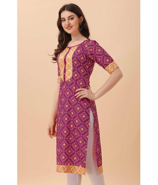 Glomee - Wine Crepe Women''s Straight Kurti ( Pack of 1 ) - None