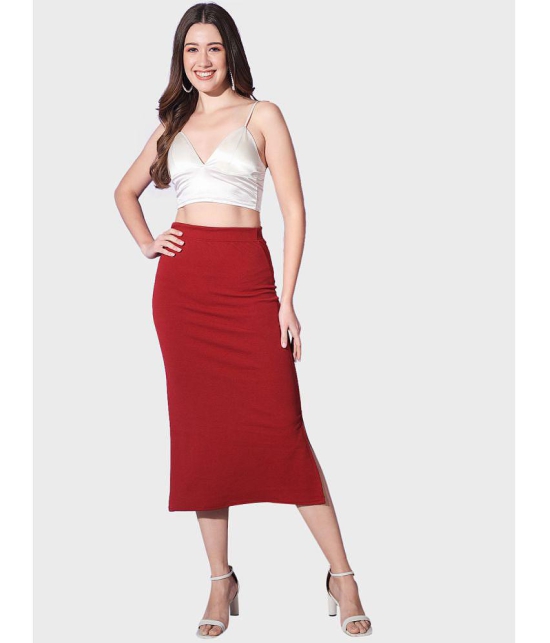 BuyNewTrend - Maroon Cotton Blend Women''s Straight Skirt ( Pack of 1 ) - None