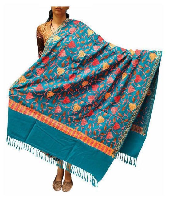 Varun Cloth House Blue Ari Embroidery Shawl