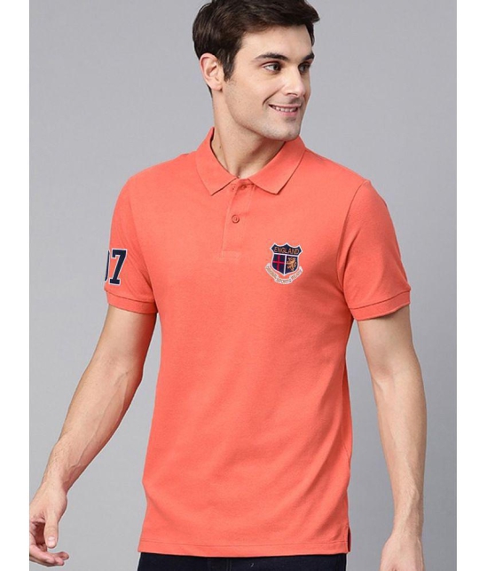 ADORATE Cotton Blend Regular Fit Printed Half Sleeves Mens Polo T Shirt - Coral ( Pack of 1 ) - None