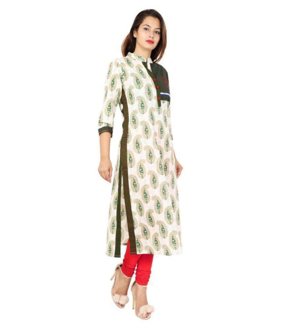 Rangun - Green Cotton Blend Women's Straight Kurti - M