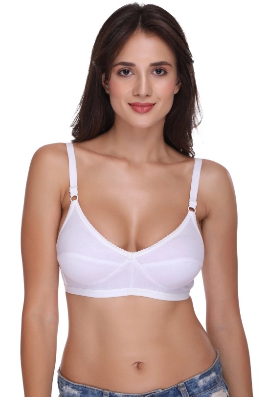 Sona H 04 Women Everyday Non Padded Non Wired Medium Coverage Comfortable White Cotton T-Shirt Bra-32 / B / White