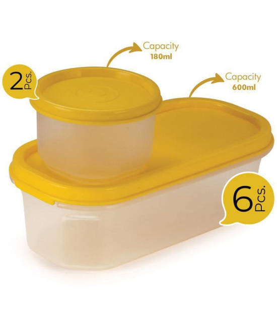 Oliveware Polyproplene Black Dal Container ( Set of 8 ) - Yellow