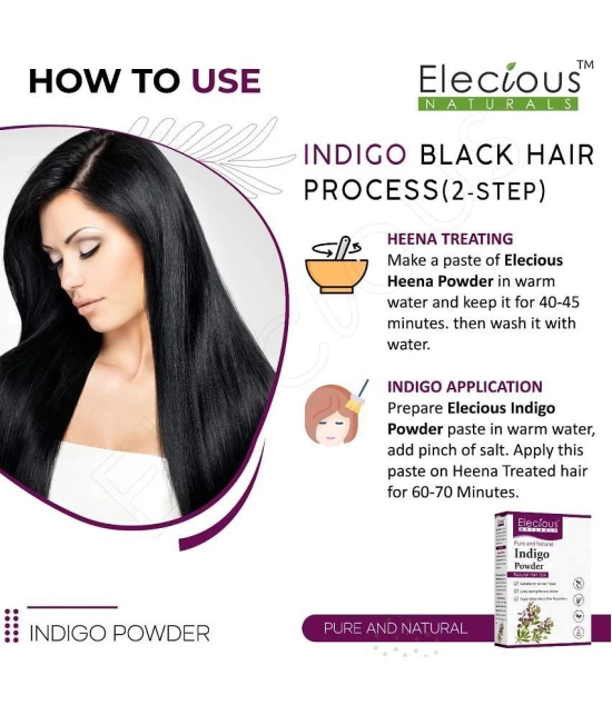 Elecious Indigo Powder for Hair black (200 Grams) | 100% Pure and Natural, No preservatives