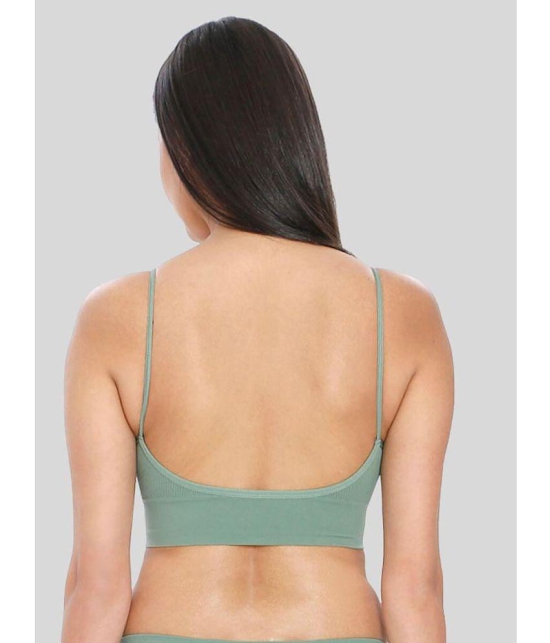 ILRASO - Green Cotton Blend Removable Padding Women's Sports Bra ( Pack of 1 ) - None