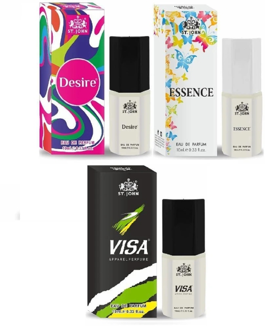 ST.JOHN Cobra Visa,Desire & Essence Pocket Perfume For Men 10ml Each (30ml) - Pack of 3